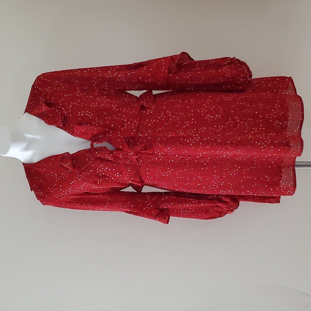 Lush Flirty Ruffled Red Dress  Polka-dot Red Black Size Large
